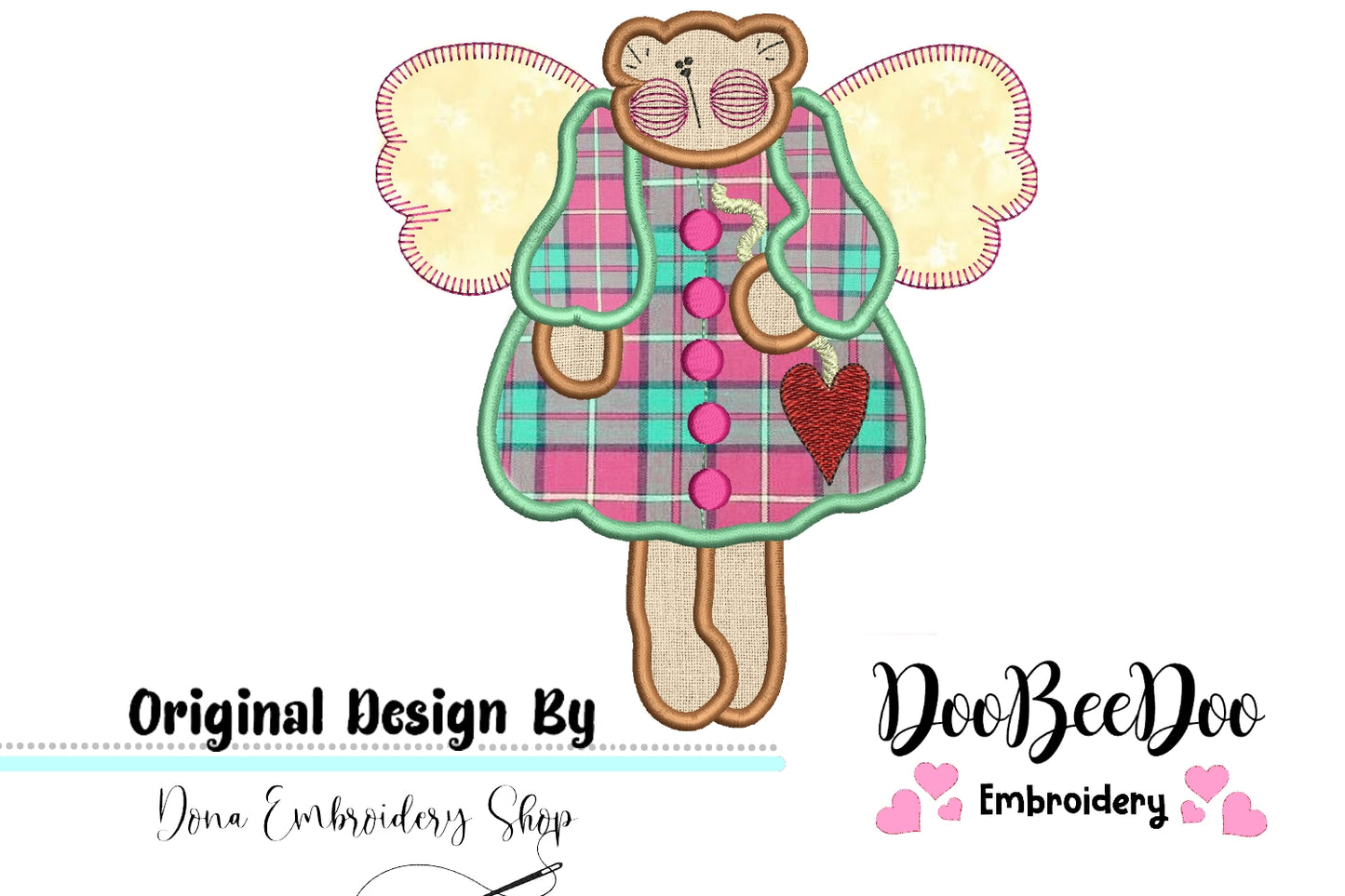 Country Angel Teddy Bear  - Applique - Machine Embroidery Design