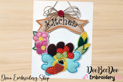 Chicken and Flowers Ornament - ITH Project - Machine Embroidery Design