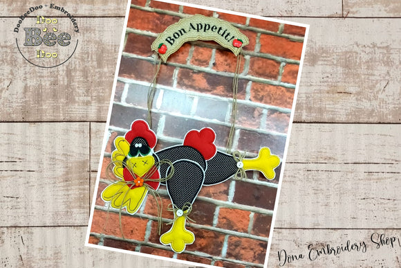 Chicken Ornament Bon Appetit - ITH Project - Machine Embroidery Design