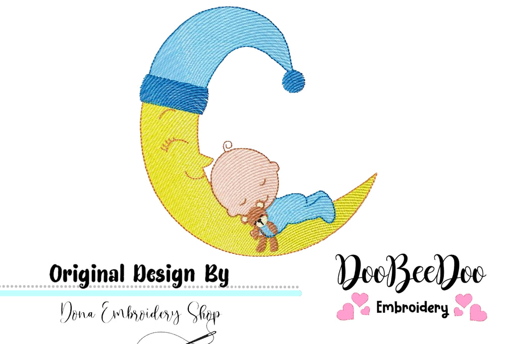 Moon Baby Boy - Rippled - Machine Embroidery Design