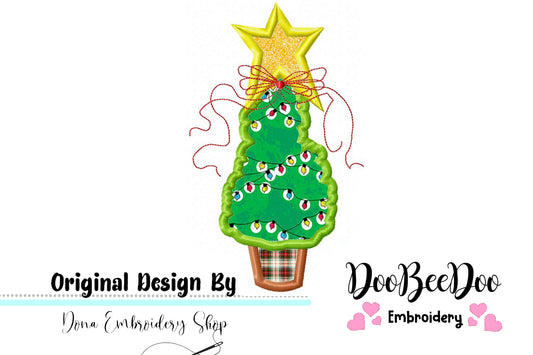 Country Christmas Tree - Applique - Machine Embroidery Design