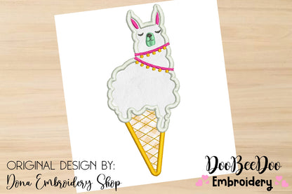 Llama Ice Cream - Applique
