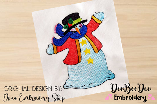 Happy Snowman - Fill Stitch - Machine Embroidery Design