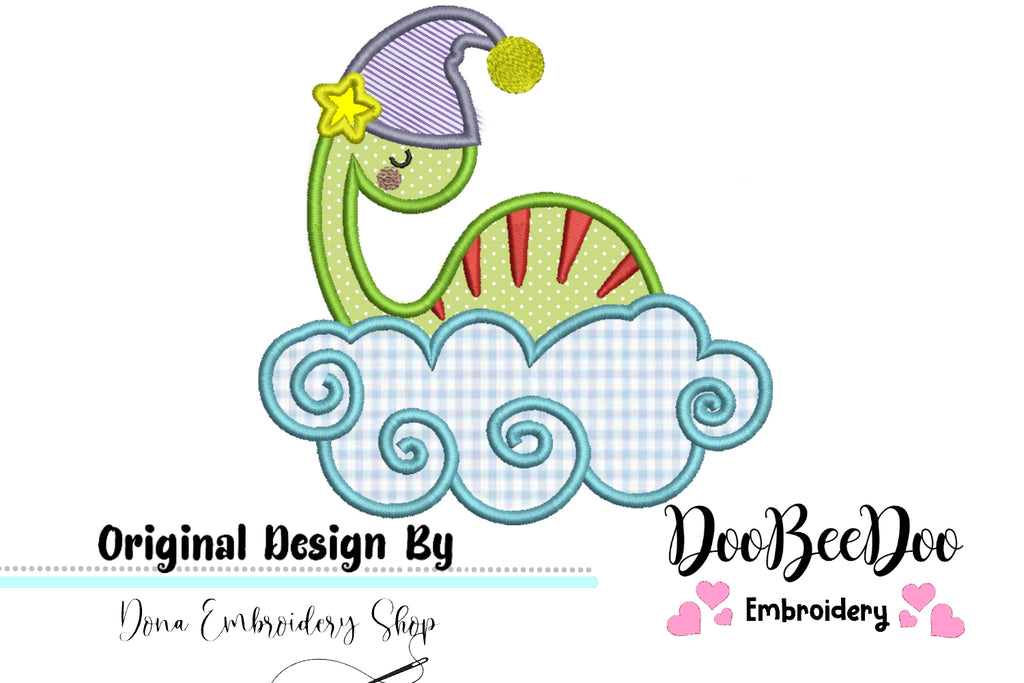 Sleeping Dinosaur - Applique - Machine Embroidery Design