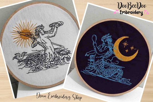 Mystic Mermaid and Merman Pack with 2 designs - Fill Stitch