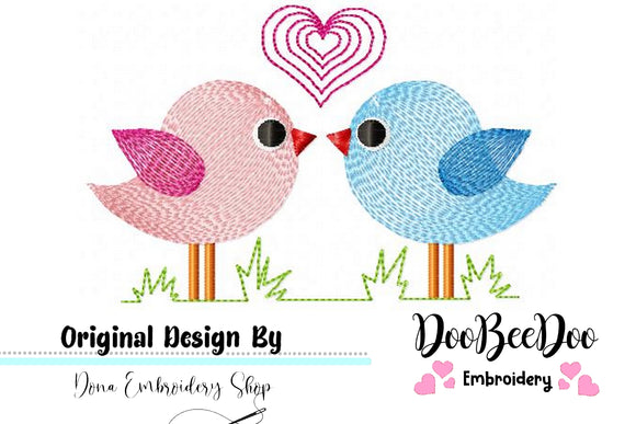 Love Birds - Rippled - Machine Embroidery Design