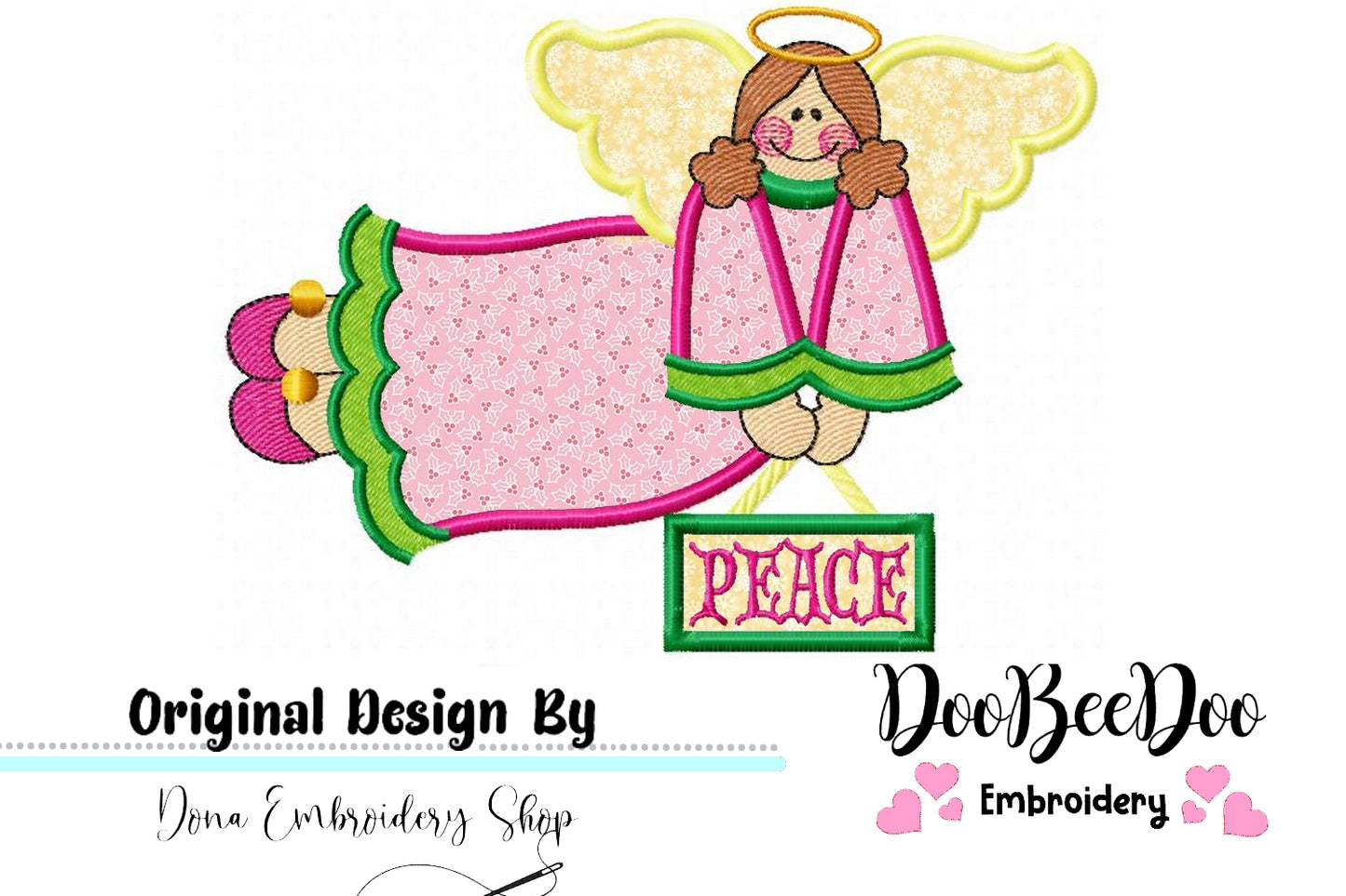 Country Peace Angel - Applique - Machine Embroidery Design