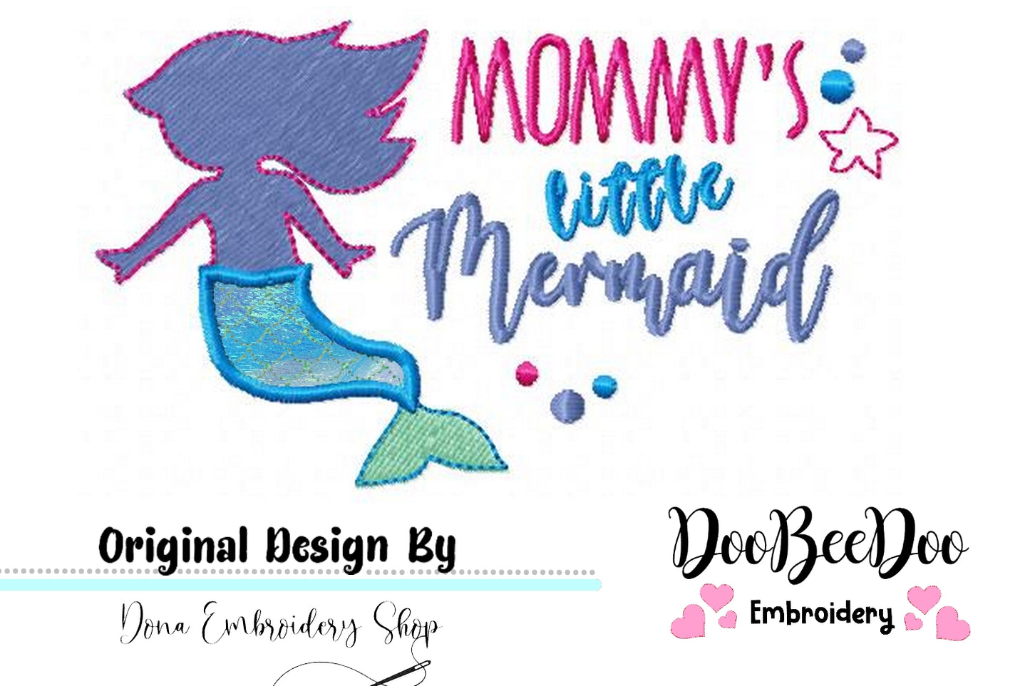 Mommy´s Little Mermaid - Applique - Machine Embroidery Design