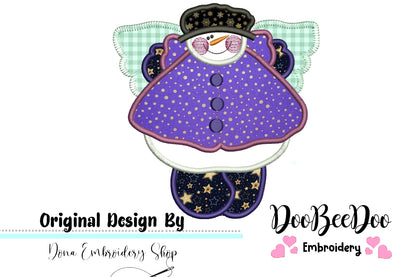 Country Angel Snowman - Applique - Machine Embroidery Design