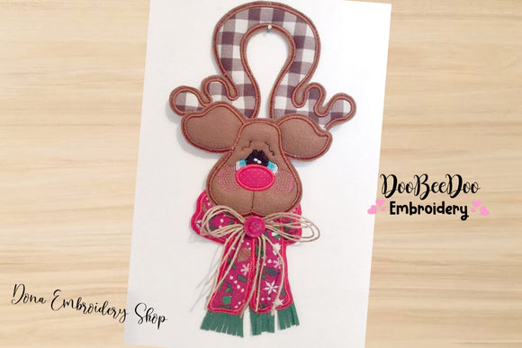 Country Reindeer Ornament - ITH Project - Machine Embroidery Design