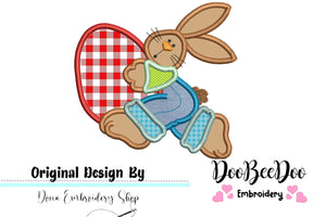 Cute Easter Bunny  - Applique - Machine Embroidery Design