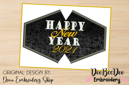 Happy New Year Face Mask - ITH Project - Machine Embroidery Design