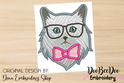 Cat with Glasses - Applique