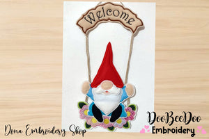 Welcome Gnome Ornament - ITH Project - Machine Embroidery Design