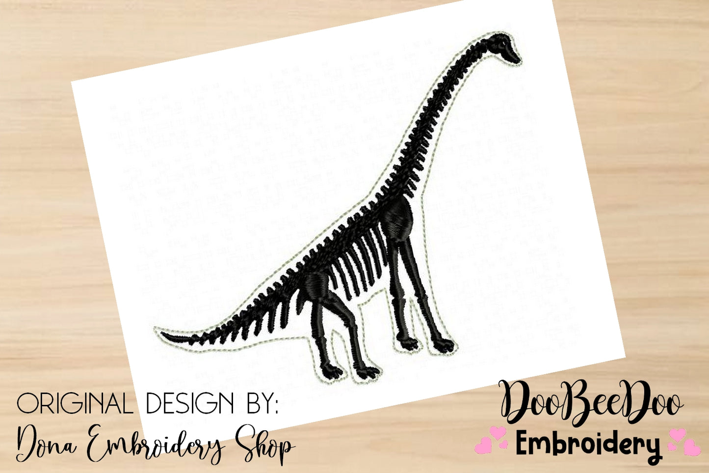 Brontosaurus Dinosaur Skeleton - Satin Stitch