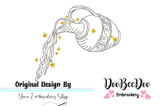 Aquarius Constellation - Redwork