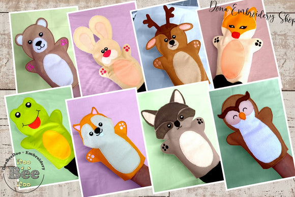 Woodland Animals Puppets Set - ITH Project - Machine Embroidery Design