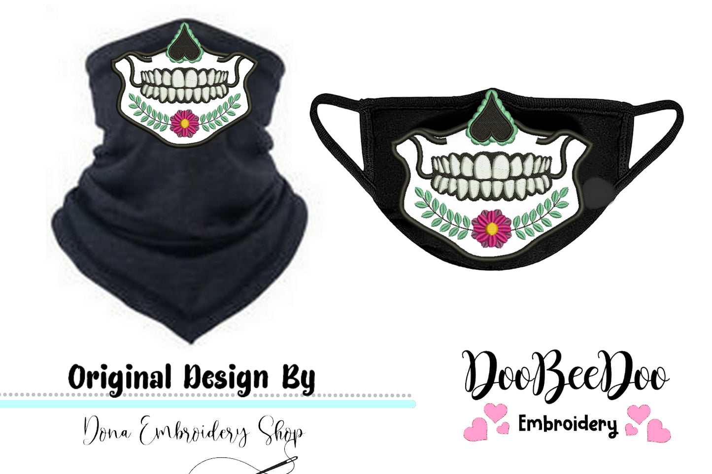 Mexican Skull for Face Masks and Scarfs 3 - Applique