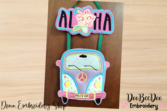 Hippie Van Ornament - ITH Project - Machine Embroidery Design