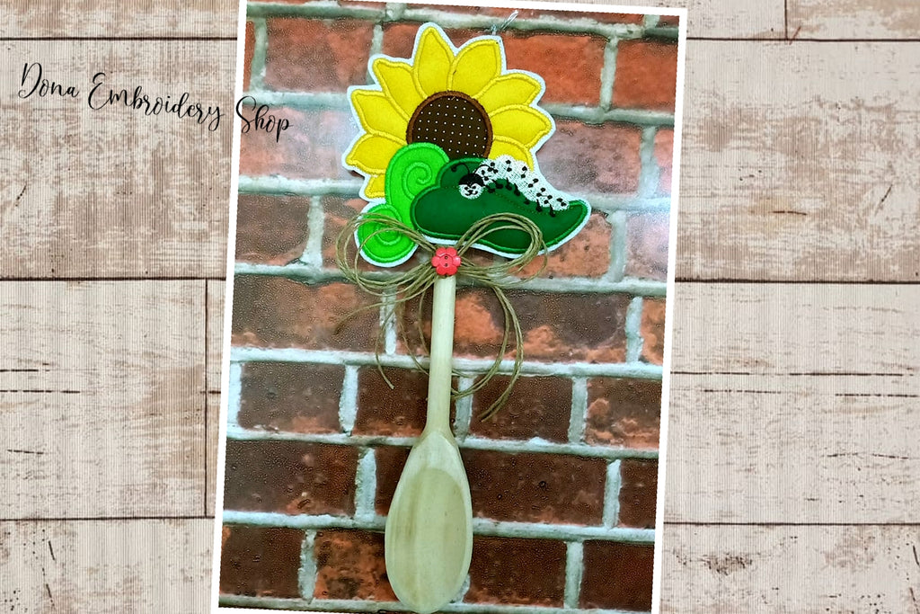 Sunflower Spoon Ornament - ITH Project - Machine Embroidery Design