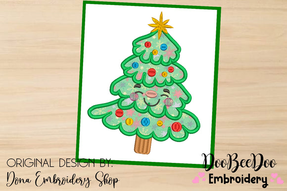 Christmas Tree Happy - Applique