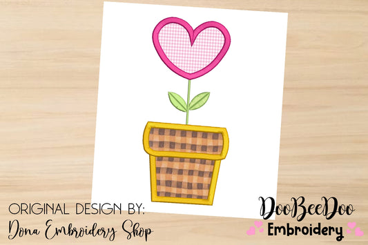 Heart Vase  - Applique