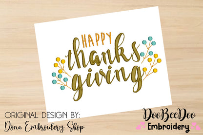 Happy Thanksgiving - Satin Stitch