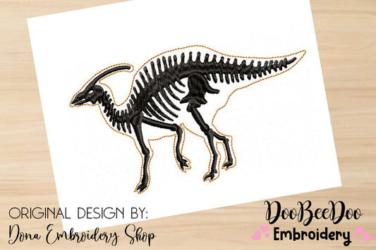 Parasaurolophus Dinosaur Skeleton - Satin Stitch - 4x4 5x5 6x6