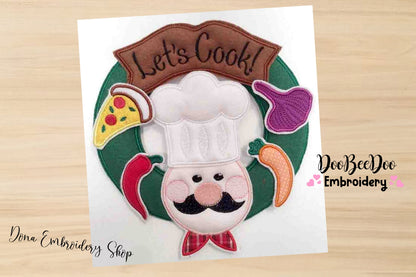 Let's Cook Chef Kitchen Wreath - ITH Project - Machine Embroidery Design