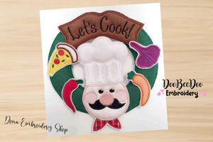 Let's Cook Chef Kitchen Wreath - ITH Project - Machine Embroidery Design