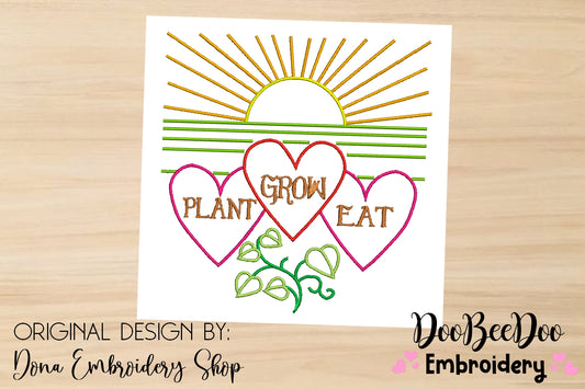 Plant Grow Eat - Satin Stitch