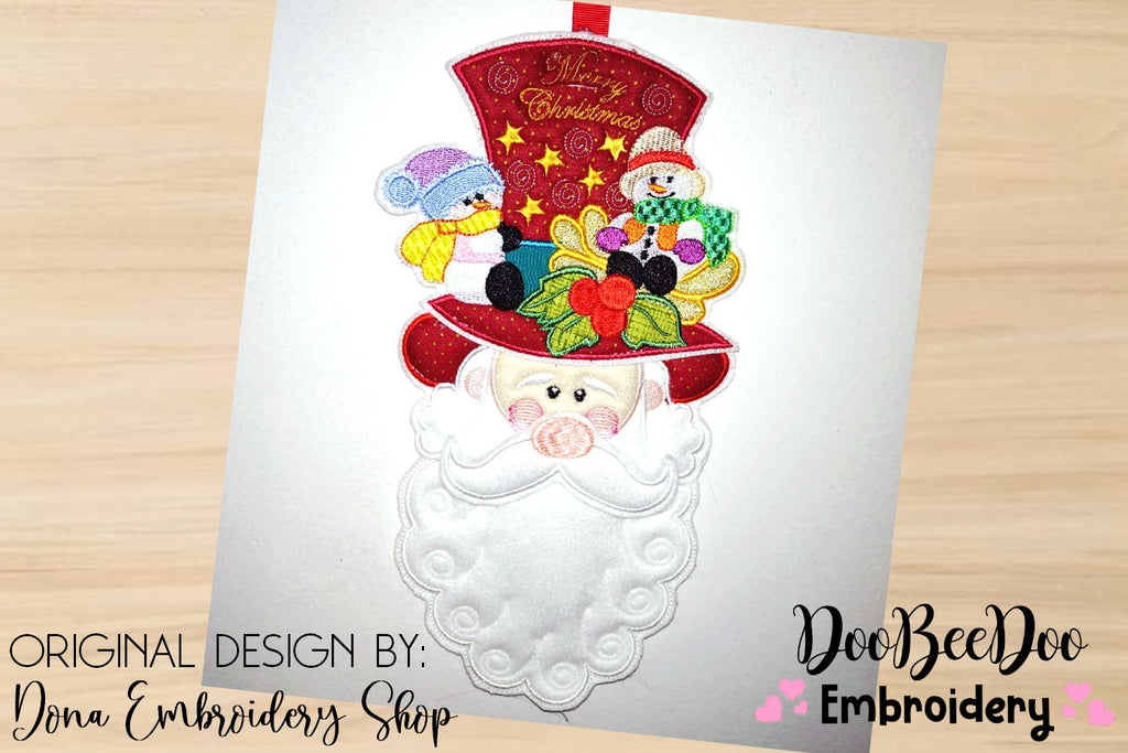 Santa Claus Big Hat Door Ornament - ITH Project - Machine Embroidery Design