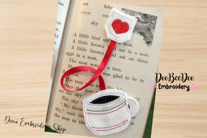 Heart Teacup Bookmarker - ITH Project - Machine Embroidery Design