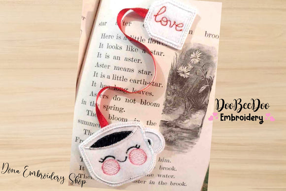 Love Teacup Bookmarker - ITH Applique - Machine Embroidery Design
