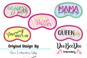 Mother´s day sleep mask pack - Sleep Mask - ITH Project - Machine Embroidery Design