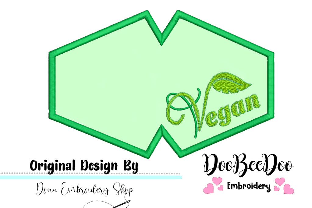 Vegan Face Mask  - ITH - 3 Sizes - Machine Embroidery Designs