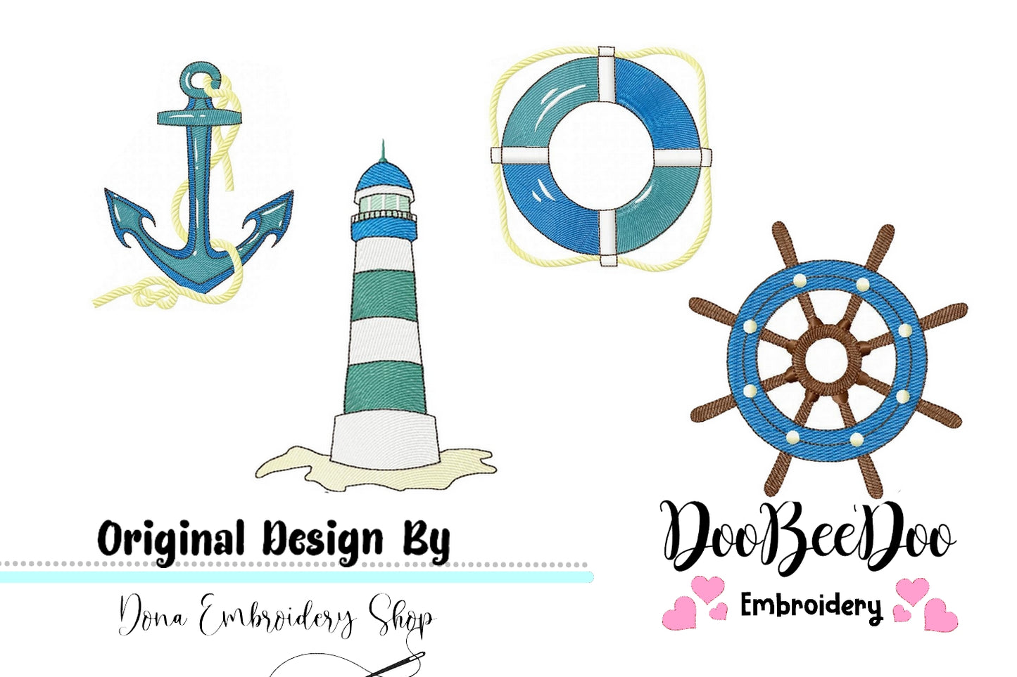 Nautic Pack with 4 designs - Fill Stitch - Machine Embroidery Design
