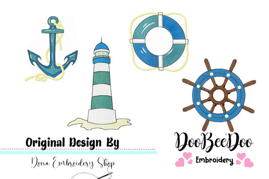 Nautic Pack with 4 designs - Fill Stitch - Machine Embroidery Design