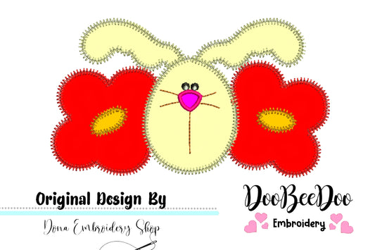 Flowers Bunny  - Zig Zag Applique