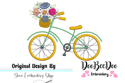 Flower Bicycle - Satin Stitch