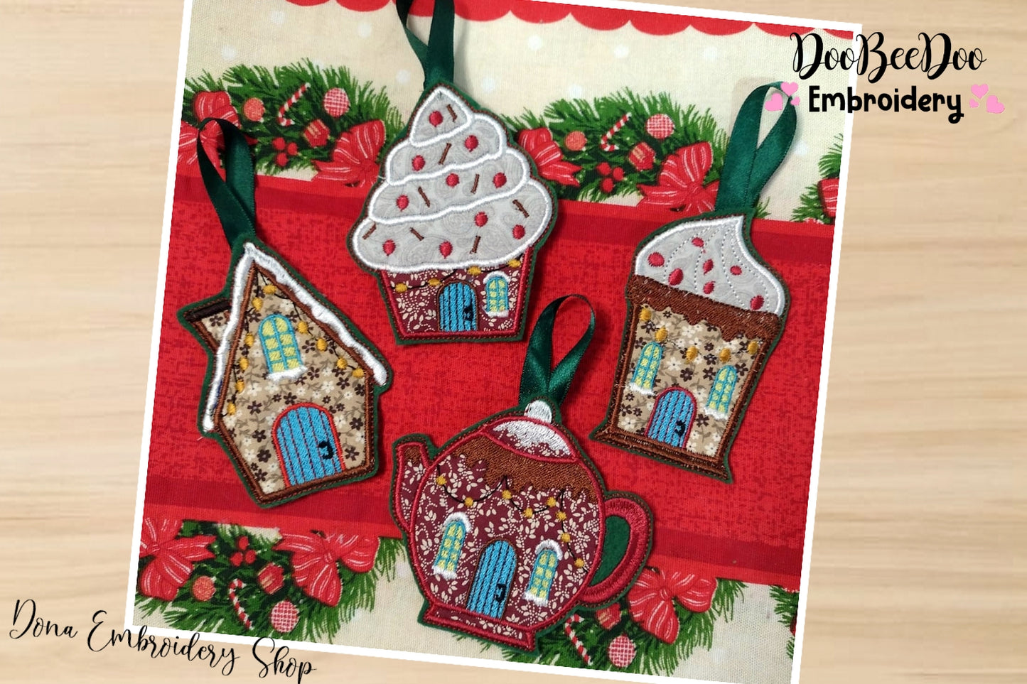 Gingerbread Houses Tree Ornaments - ITH Project - Machine Embroidery Design