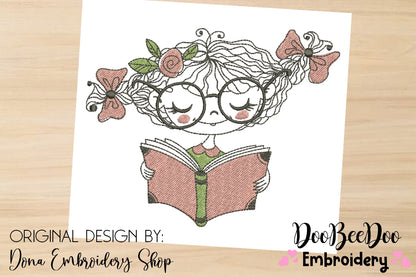 Girl with book - Fill Stitch