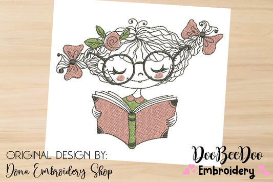 Girl with book - Fill Stitch