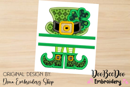 Split Leprechaun - Applique - Machine Embroidery Design