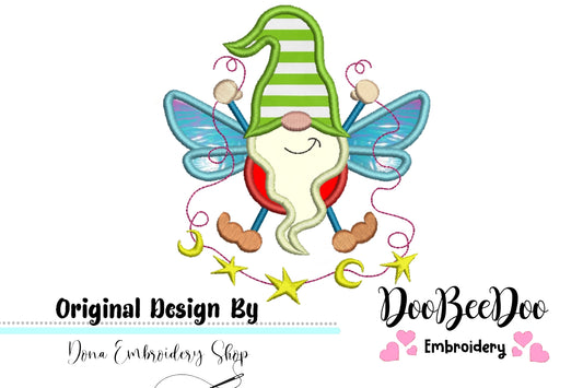 Pixie Gnome  - Applique - Machine Embroidery Design