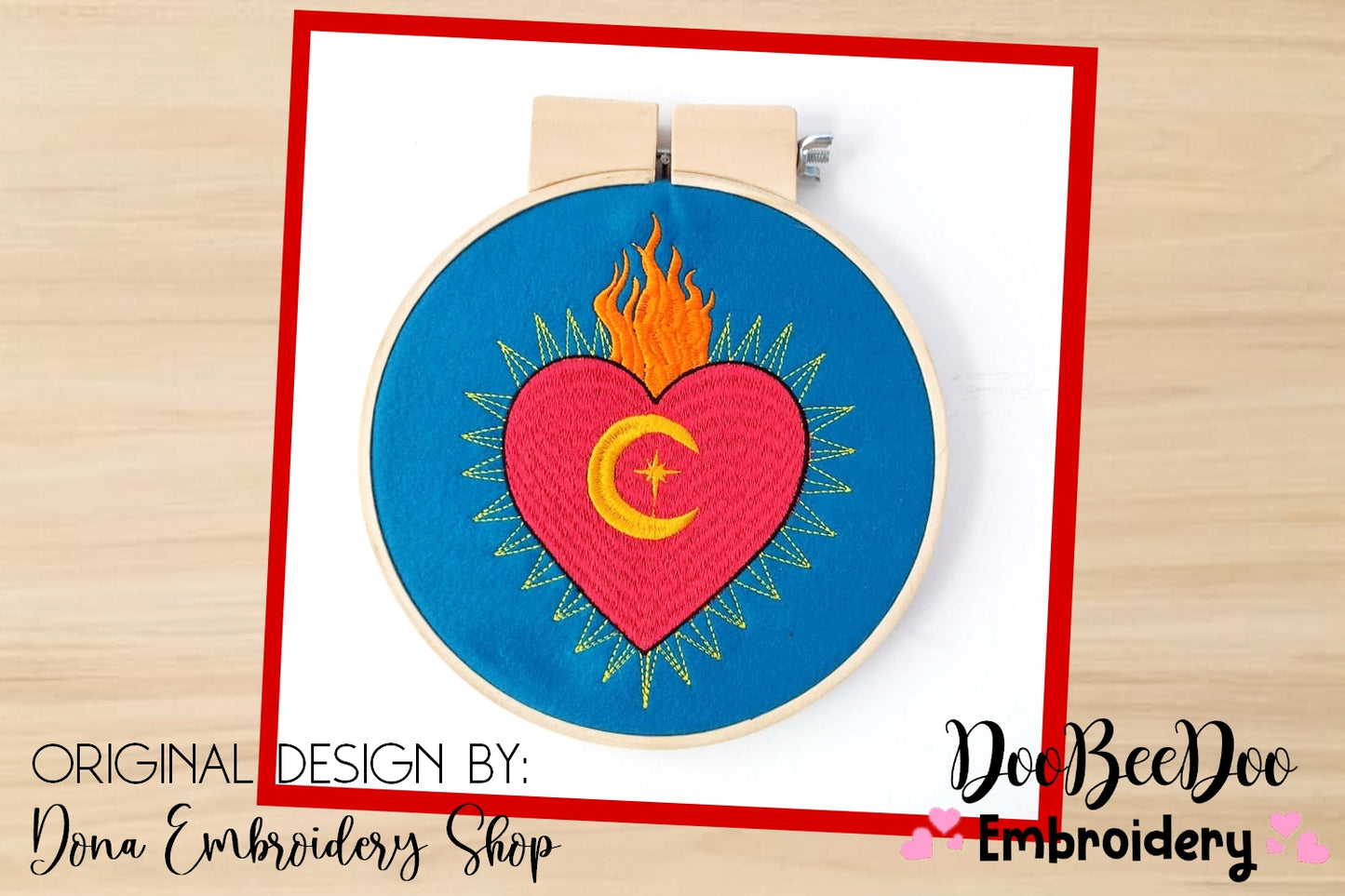 Fire Heart - Satin Stitch