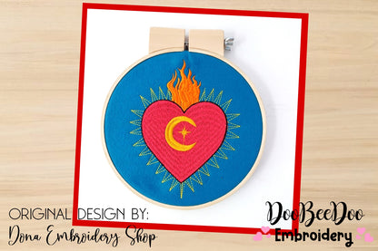 Fire Heart - Satin Stitch