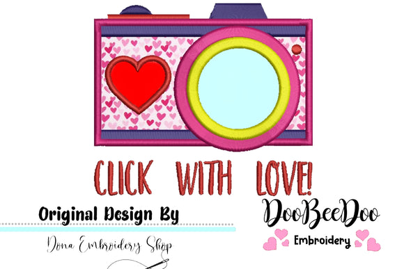 Click with love - Applique - Machine Embroidery Design