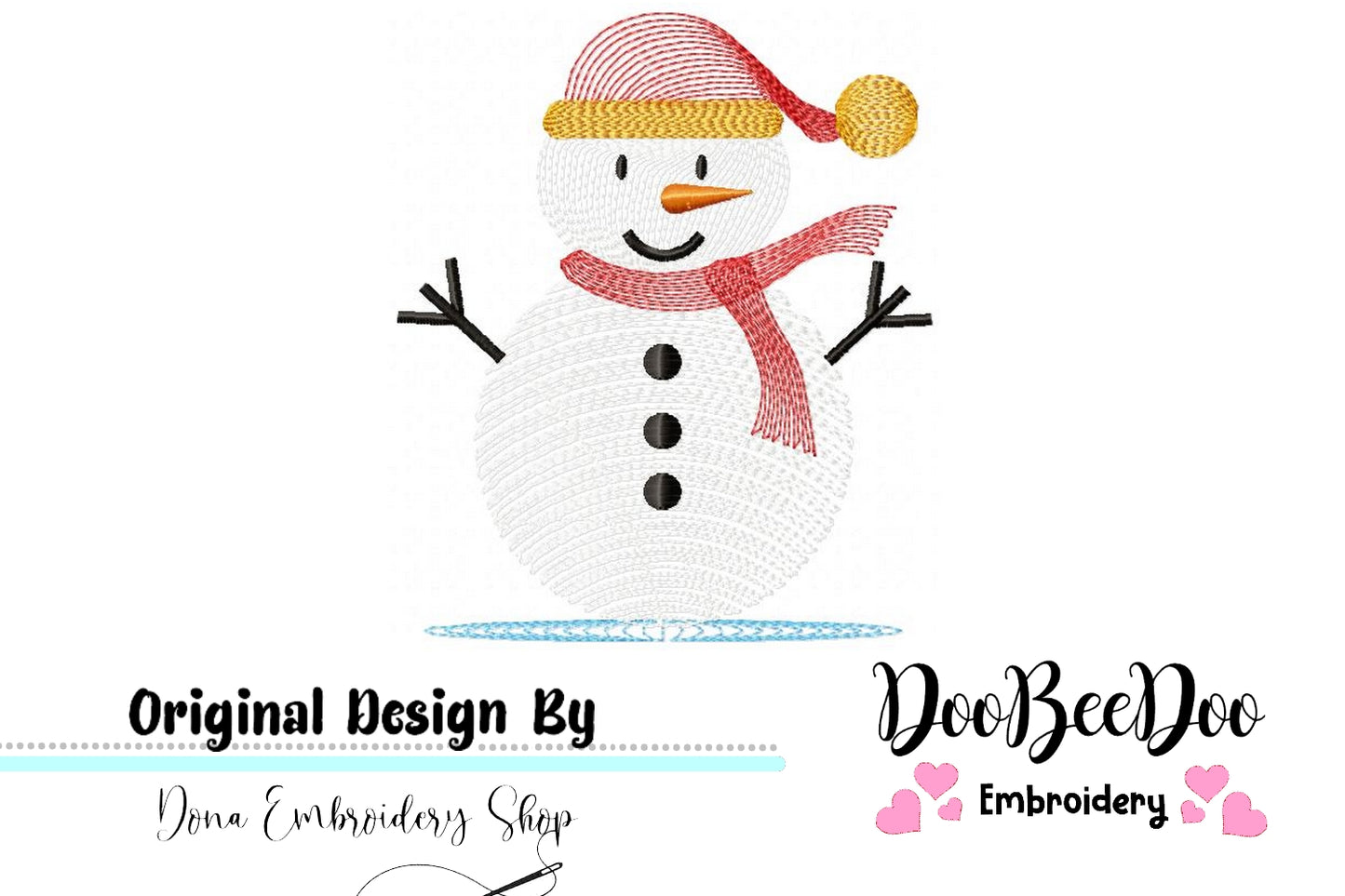Cute Snowman Smiling - Rippled - Machine Embroidery Design
