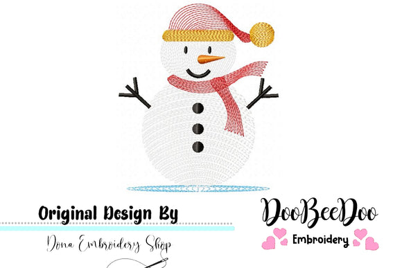 Cute Snowman Smiling - Rippled - Machine Embroidery Design